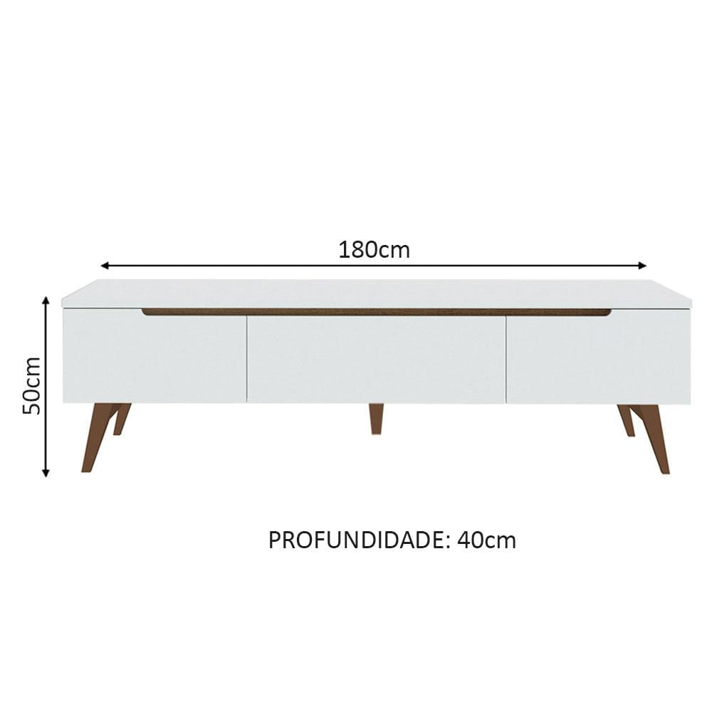 Rack Retrô Madesa Reims para TV até 75 Polegadas Pés de Madeira - Branco Branco