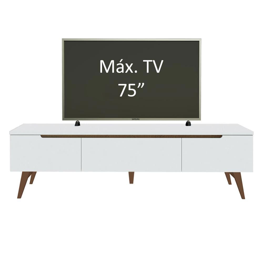 Rack Retrô Madesa Reims para TV até 75 Polegadas Pés de Madeira - Branco Branco