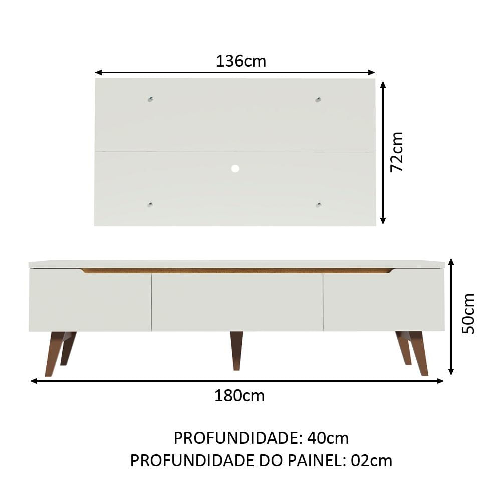 Rack Madesa Reims e Painel para TV até 55 Polegadas 2 Portas e 1 Gaveta - Branco Branco