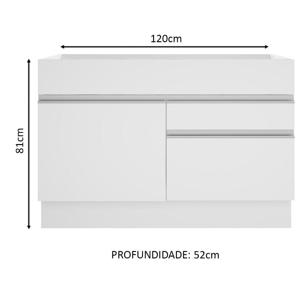 Balcão Gabinete de Pia Madesa Glamy 1 Porta e 2 Gavetas - Branco Branco