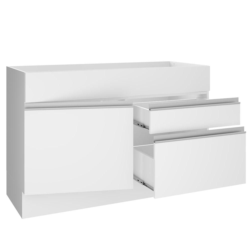 Balcão Gabinete de Pia Madesa Glamy 1 Porta e 2 Gavetas - Branco Branco