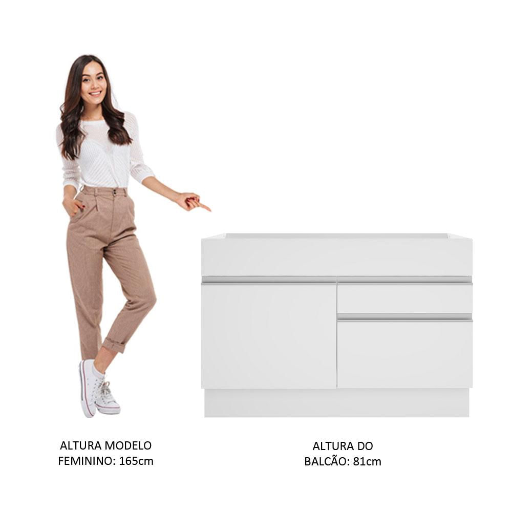 Balcão Gabinete de Pia Madesa Glamy 1 Porta e 2 Gavetas - Branco Branco