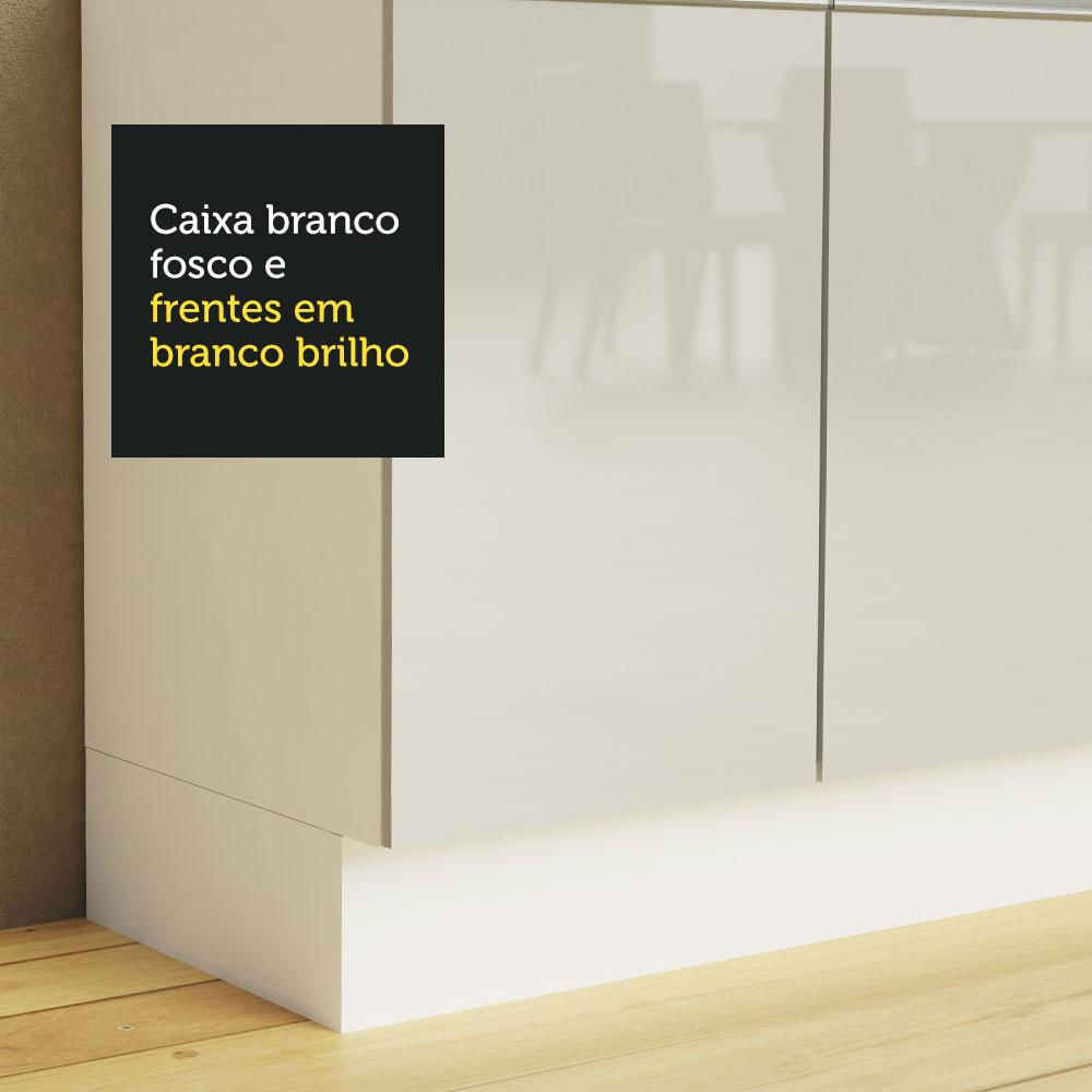 Armário Aéreo Madesa Acordes 100% MDF 80 cm - 2 Portas Branco Brilho Branco