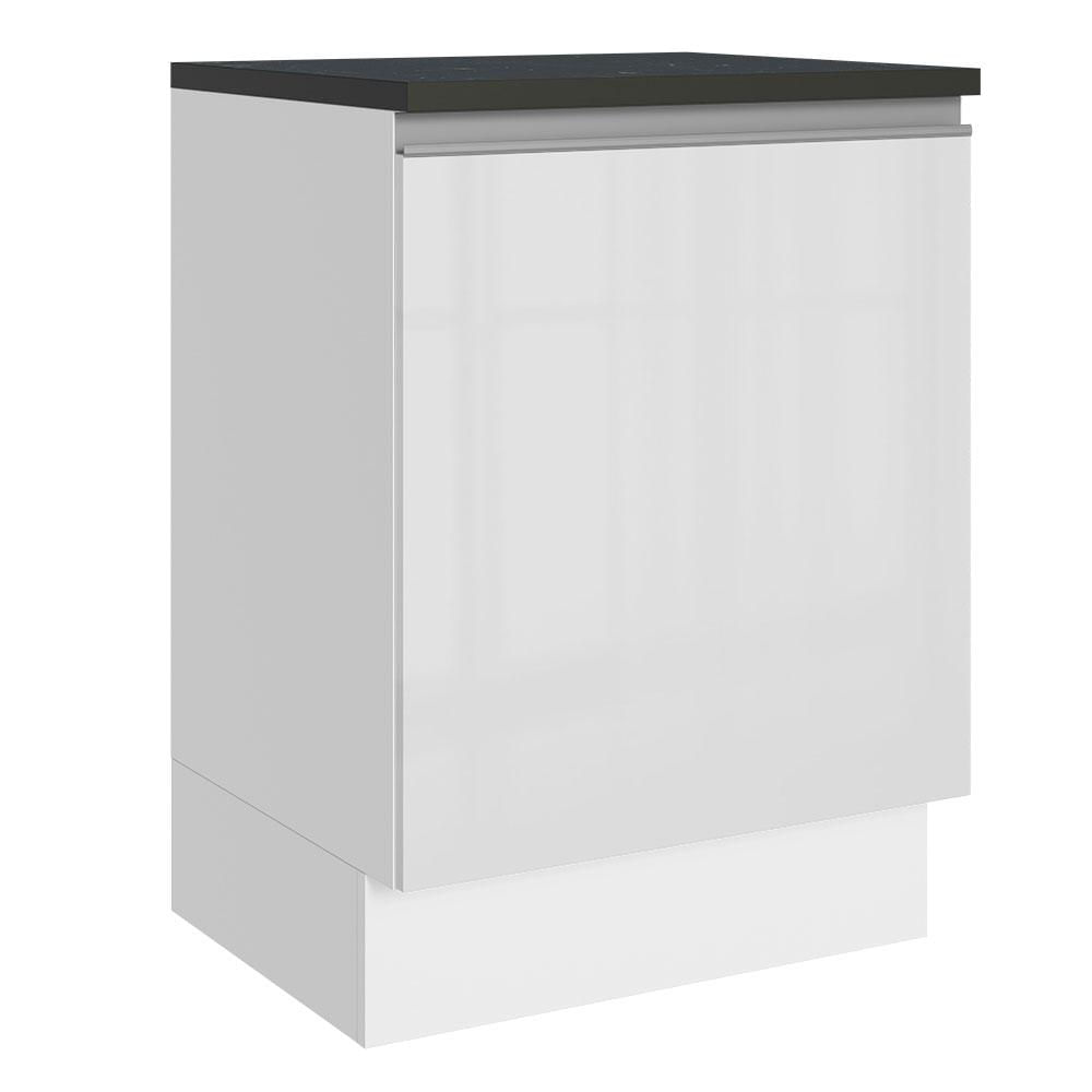 Balcão Madesa Acordes 100% MDF 60 cm 1 Porta - Frente Branco Brilho