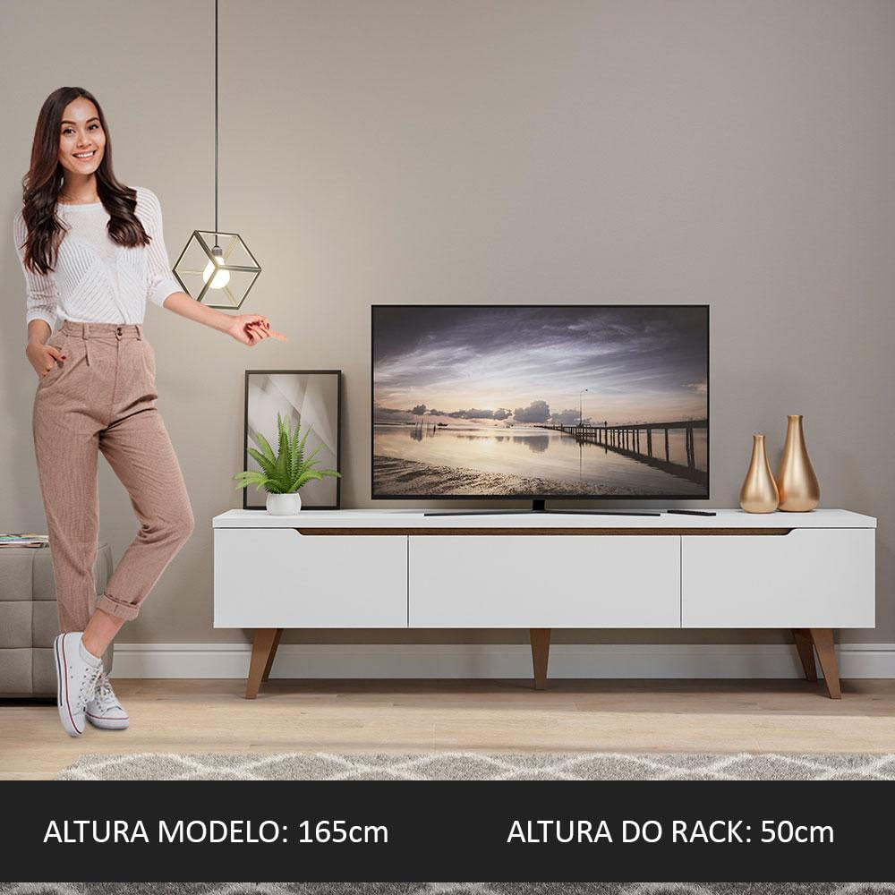 Rack para TV até 75 Polegadas Madesa Reims 2 Portas 1 Gaveta - Branco Branco