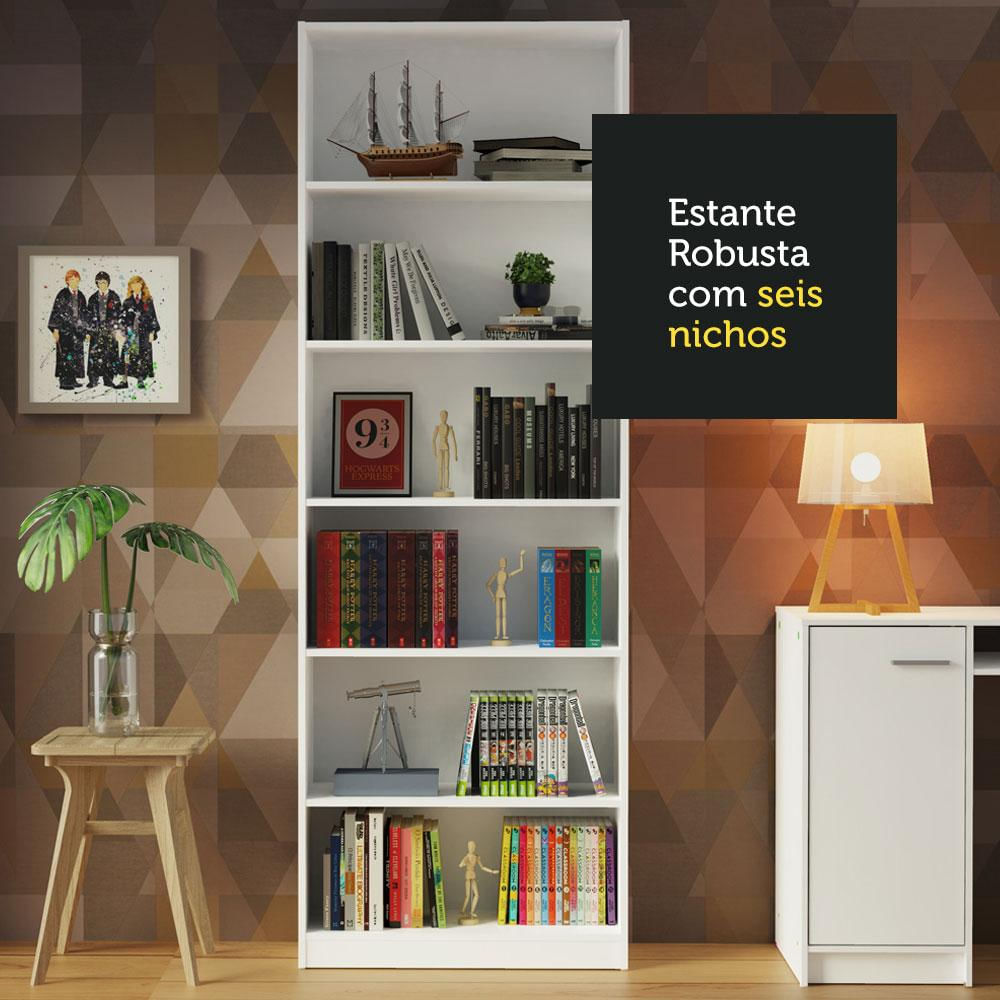 Estante Livreiro Madesa 6908 com 6 Nichos - Branco Branco