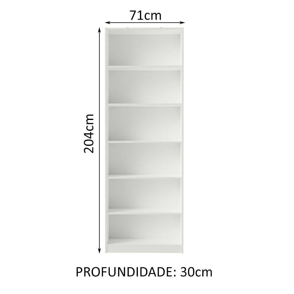 Estante Livreiro Madesa 6908 com 6 Nichos - Branco Branco