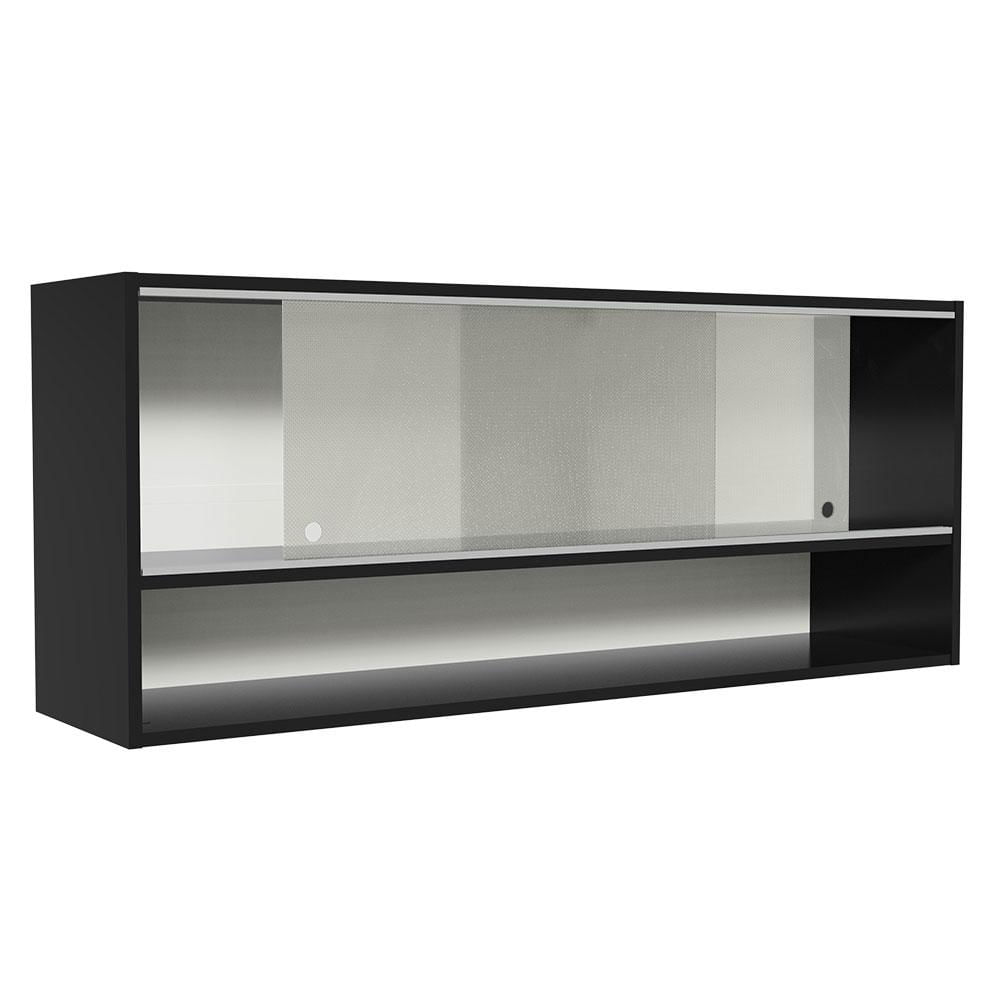 Armário Aéreo 120cm 2 Portas Correr Vidro Pontilhado 1 Nicho Preto Reims Madesa Preto