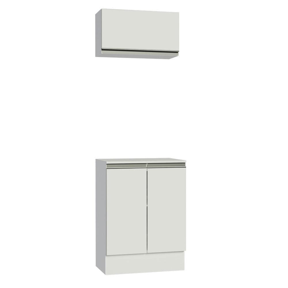 Kit 60 cm 100% MDF 2 Portas e 1 Suspensa Branco Smart Madesa