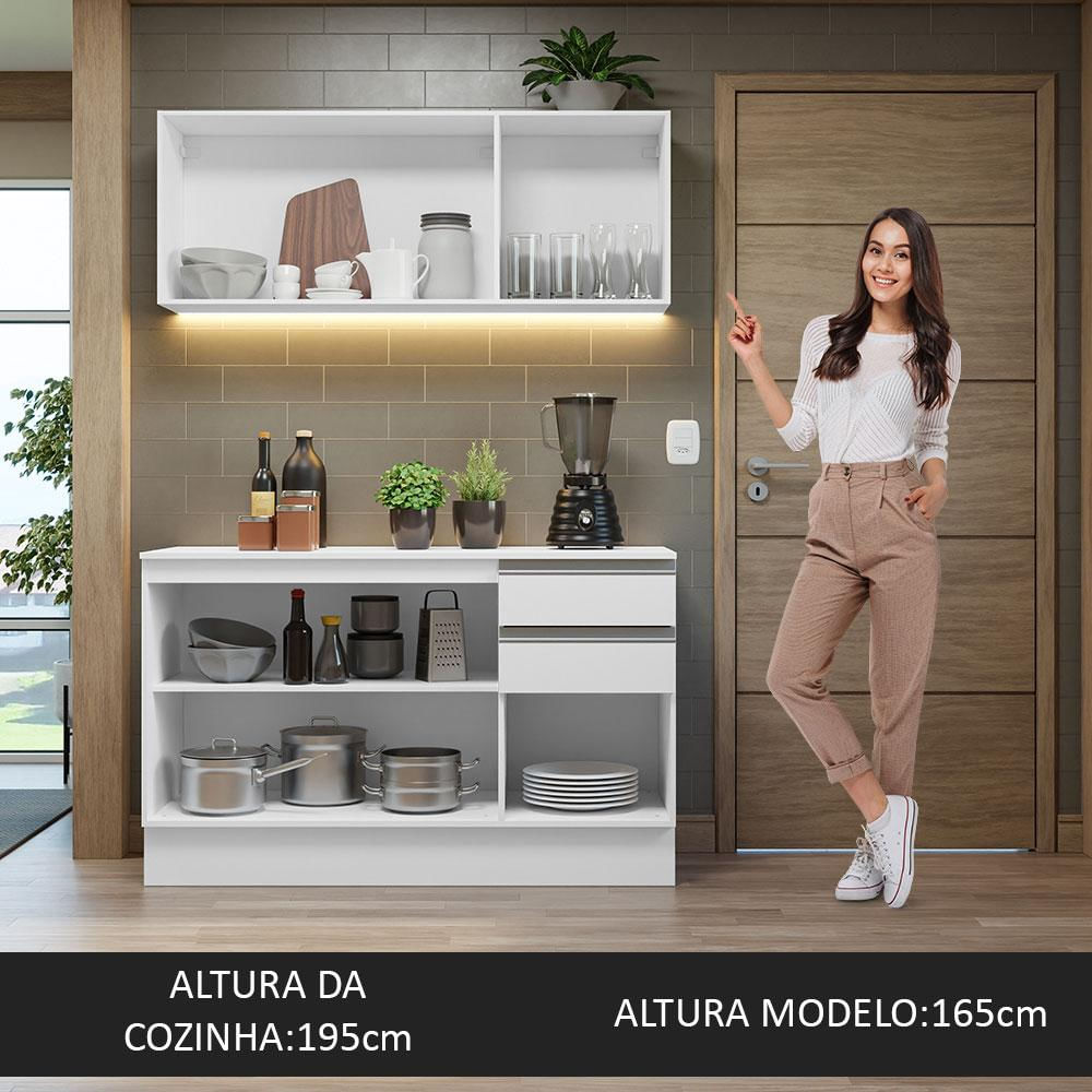 Armário de Cozinha Compacta 100% MDF 120 cm Branco Smart Madesa 01 Branco