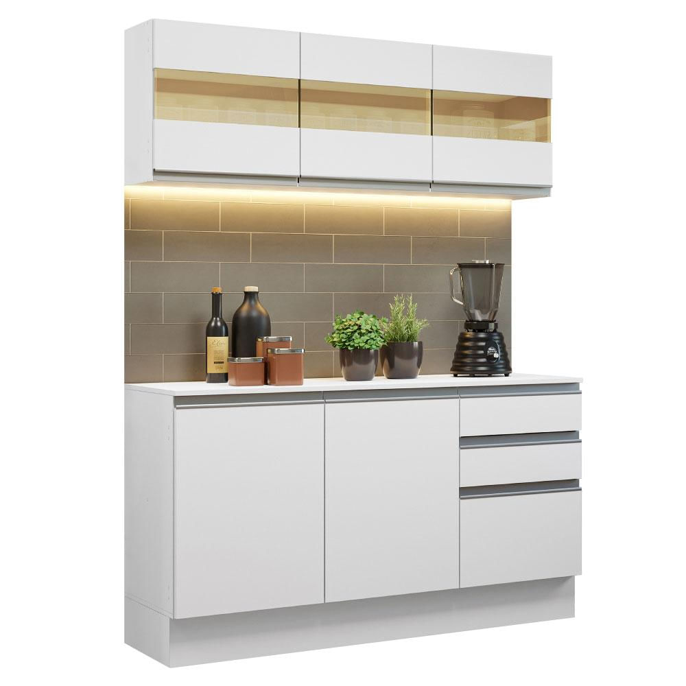 Armário de Cozinha Compacta 100% MDF 120 cm Branco Smart Madesa 01 Branco