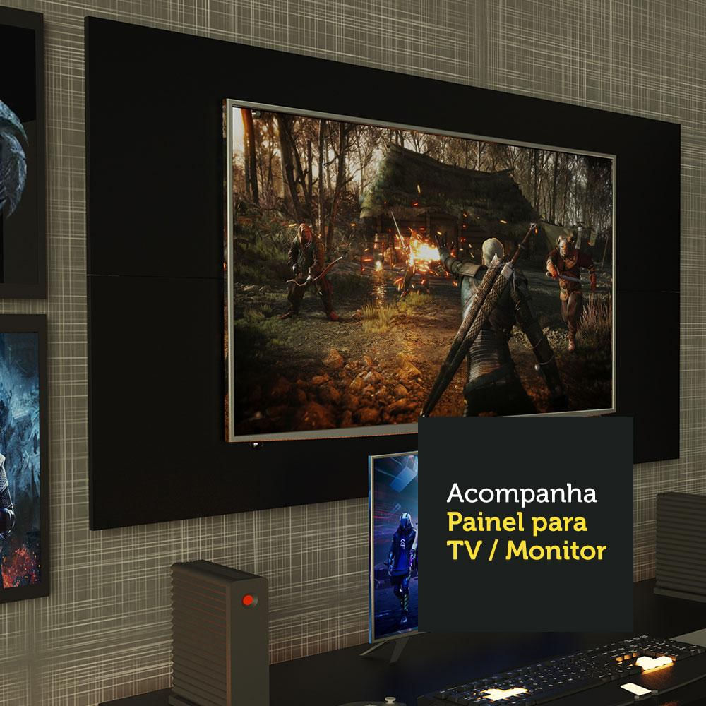 Mesa para Computador Gamer e Painel para TV até 50 Madesa - Preto Preto