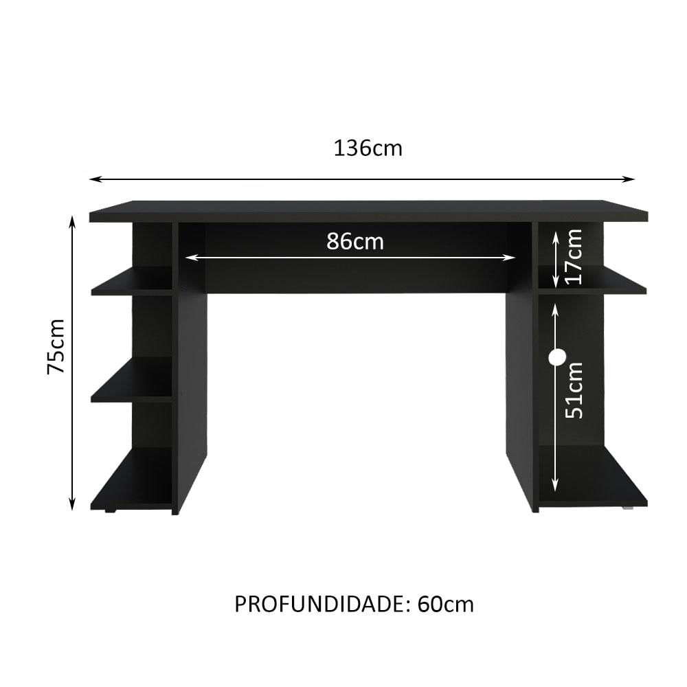 Escrivaninha Mesa para Computador Office 9409 Madesa - Preto Preto