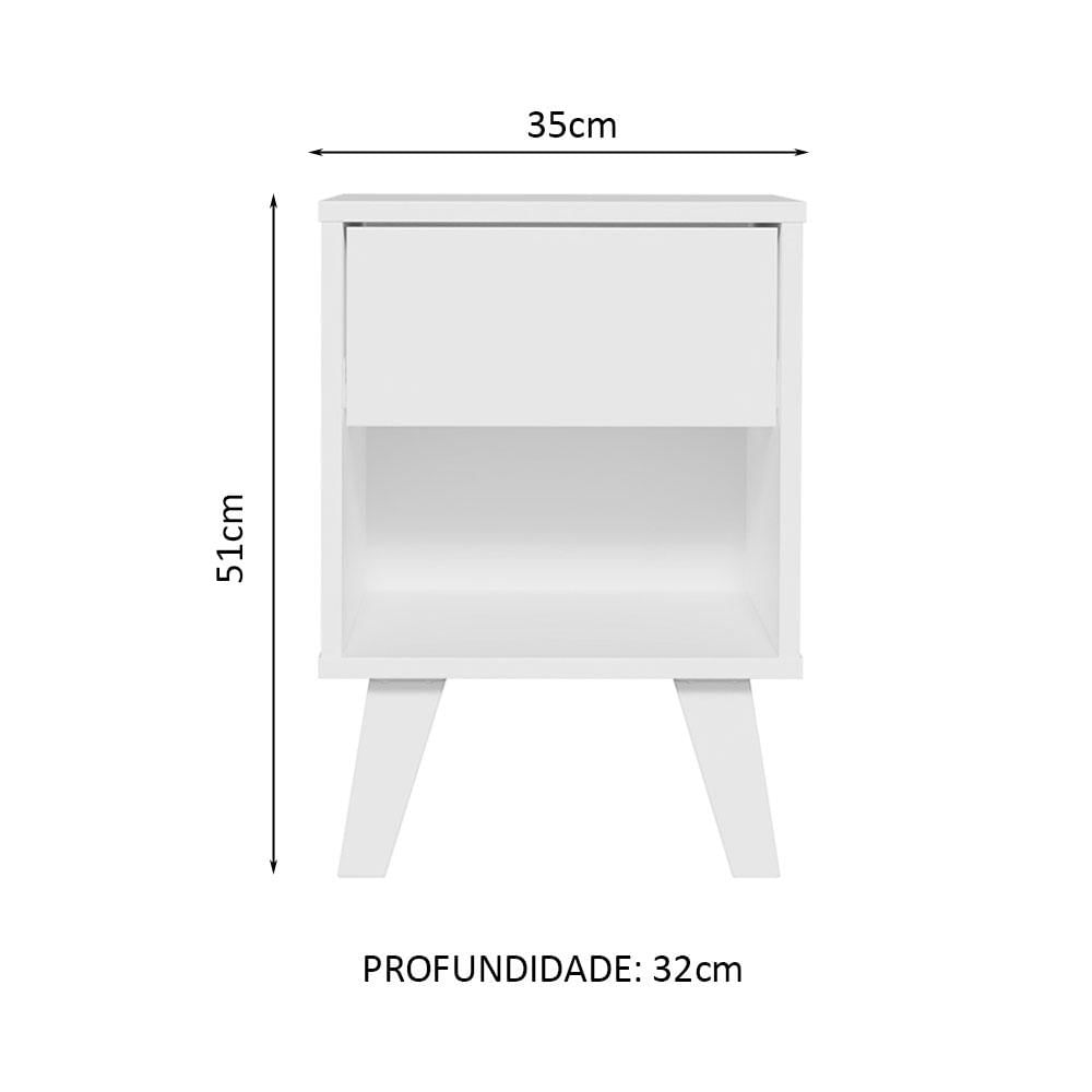 Mesa de Cabeceira Branca com 1 Gaveta 3235 Madesa Branco