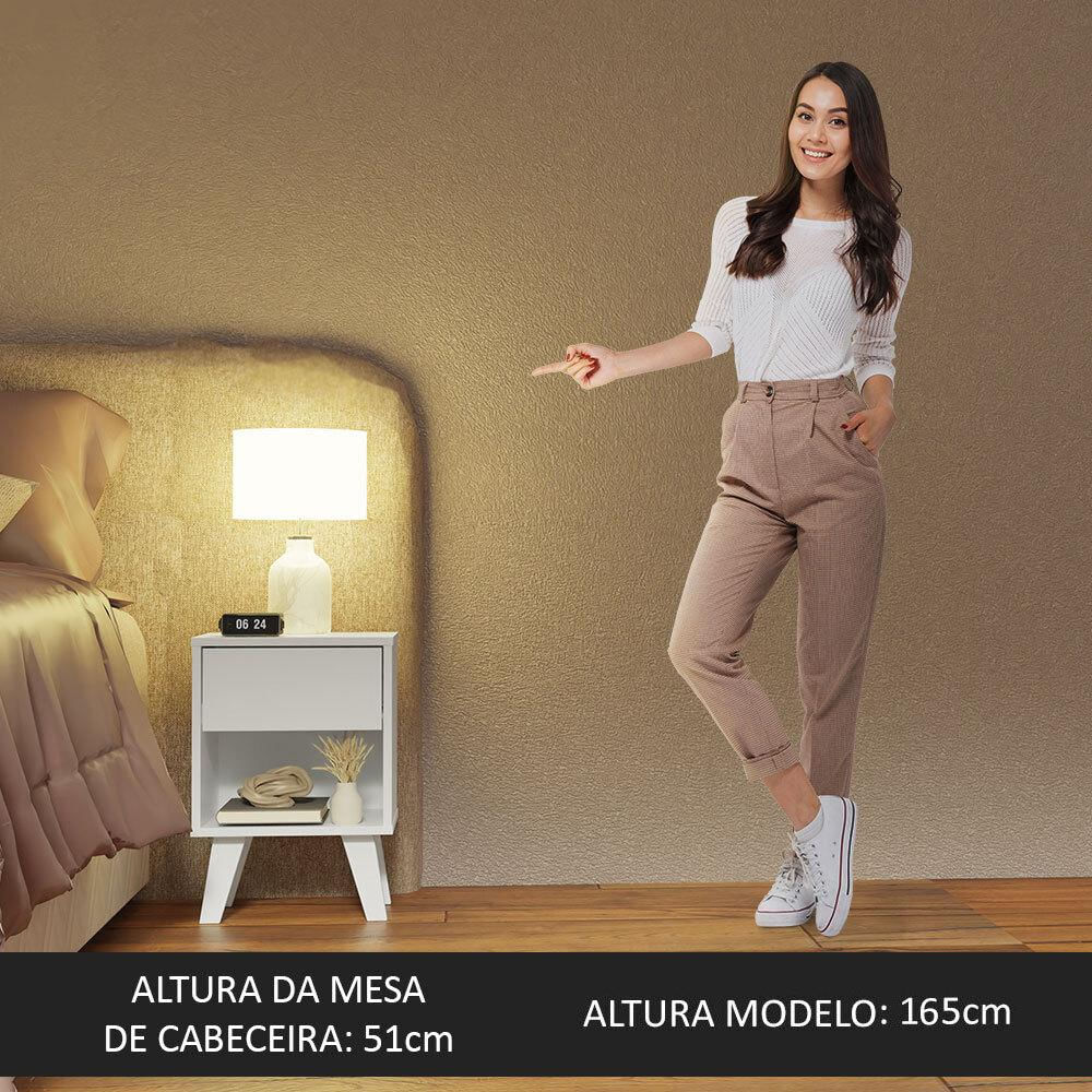 Mesa de Cabeceira Branca com 1 Gaveta 3235 Madesa Branco