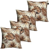 4 Almofadas Cheias Para Sofá Decorativas Impermeáveis Grande Floral Marrom