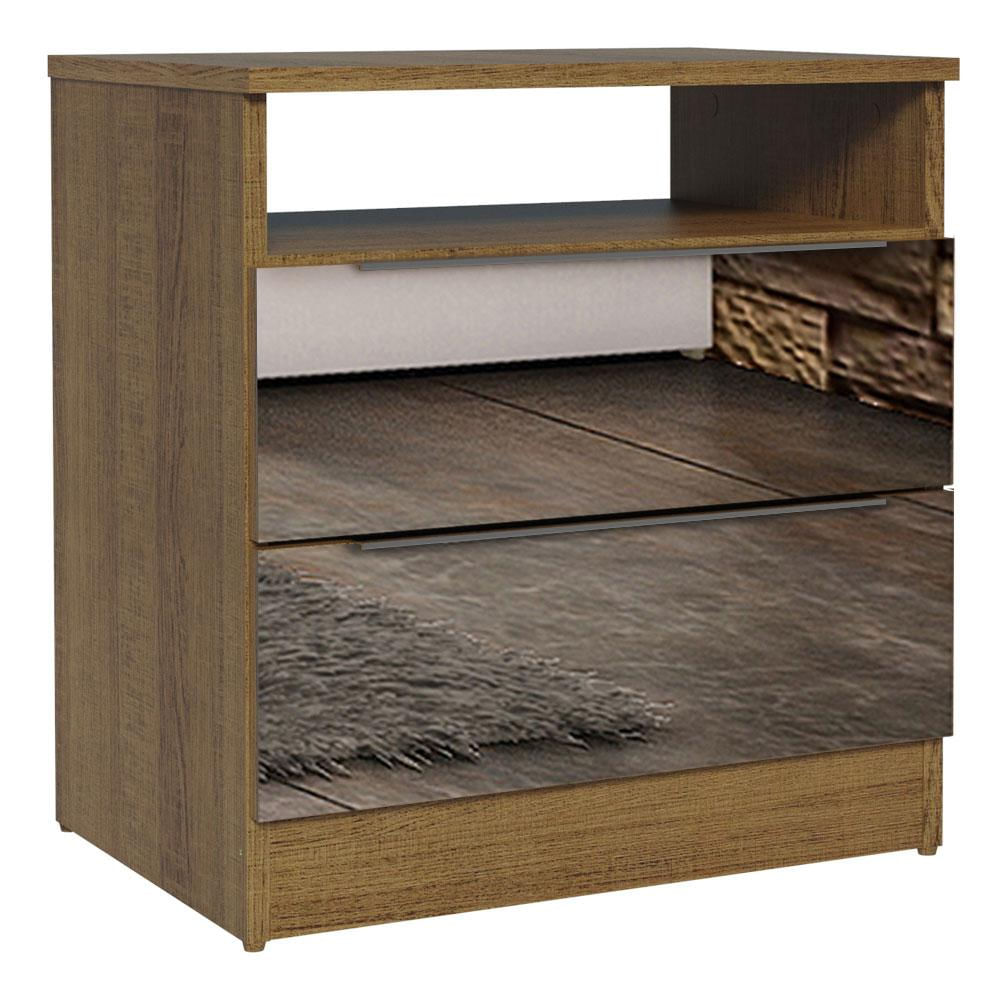 Mesa de Cabeceira Madesa 3227 2 Gavetas com Espelho - Rustic Rustic