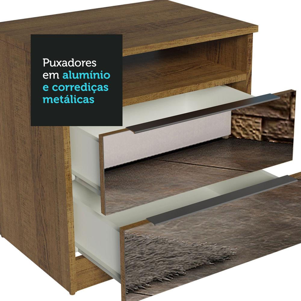 Mesa de Cabeceira Madesa 3227 2 Gavetas com Espelho - Rustic Rustic