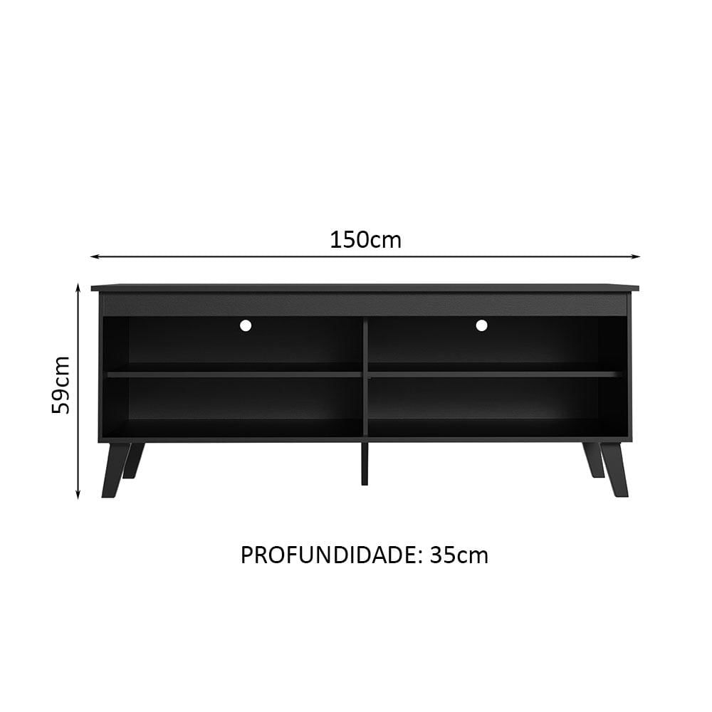 Rack para TV até 65 Polegadas com Pés Preto Turim Madesa Preto