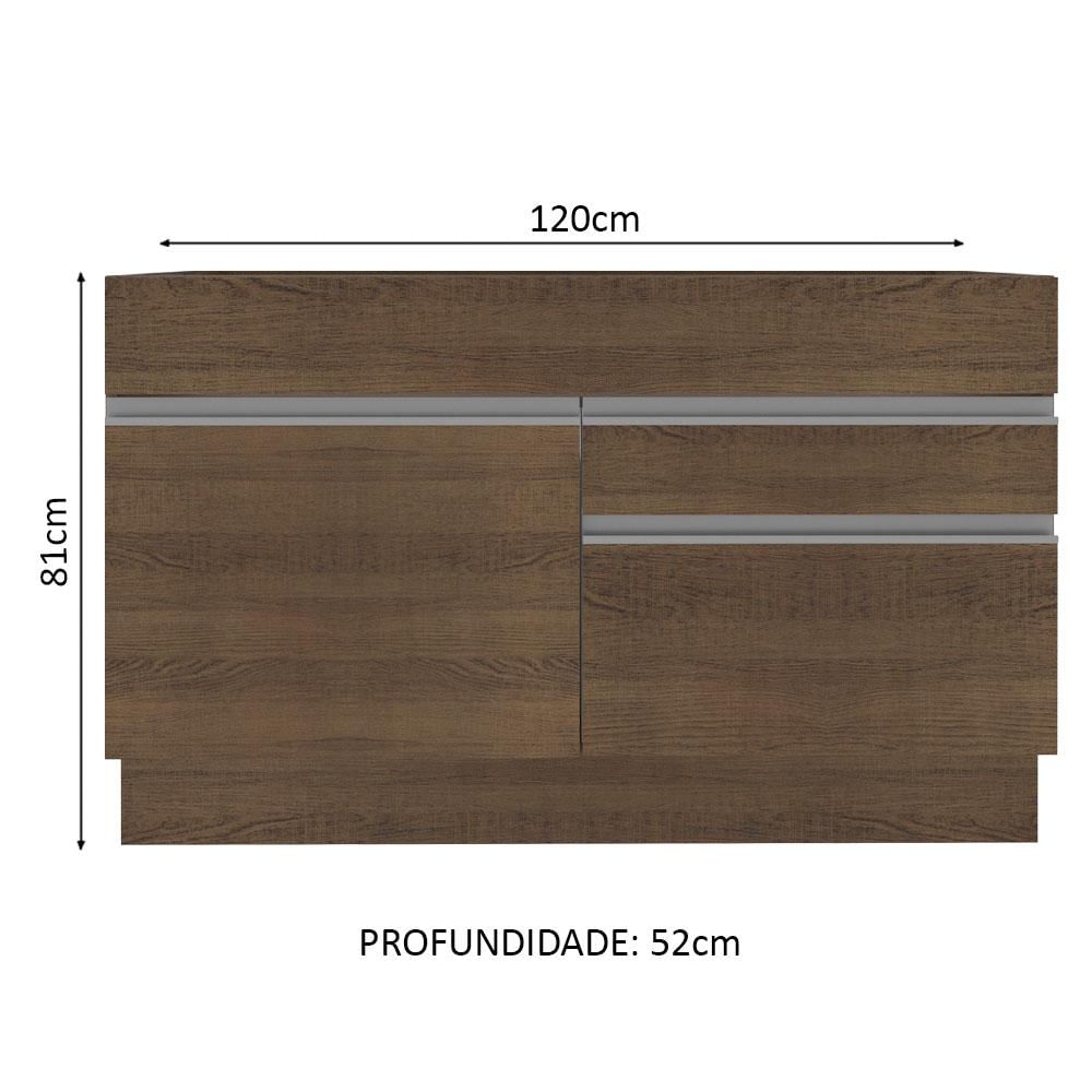 Balcão Gabinete de Pia Madesa Glamy 1 Porta e 2 Gavetas - Rustic Rustic