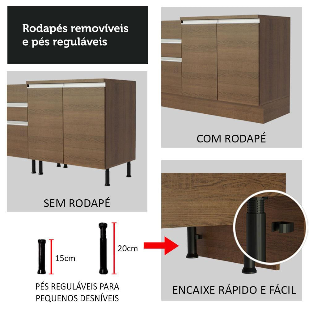 Balcão de Cozinha Madesa Glamy 70 cm 2 Portas - Rustic Rustic