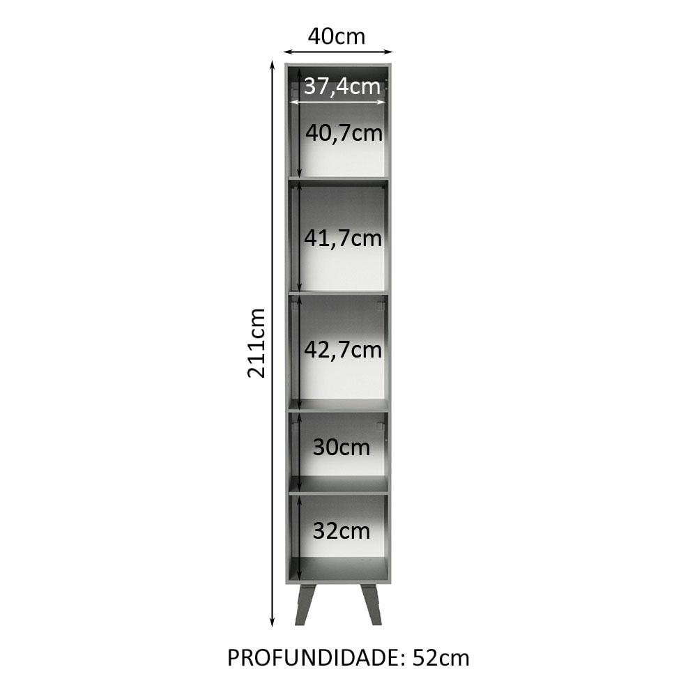 Paneleiro 40 cm 2 Portas Cinza Nice Madesa Cinza