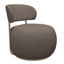 Poltrona Decorativa Greta Base Giratória Ouro Fosco Bouclé Marrom - Nexta Casa