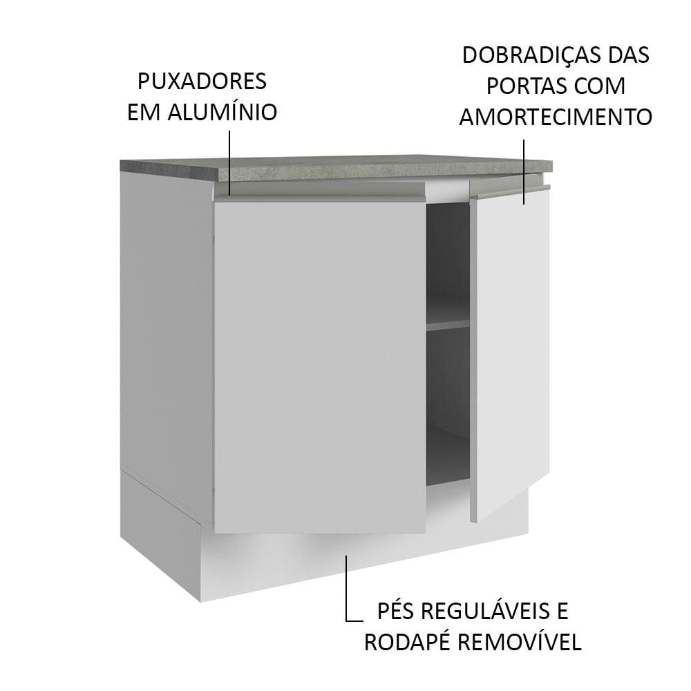 Armário Gabinete para Banheiro 80cm 2 Portas Branco Madesa Branco