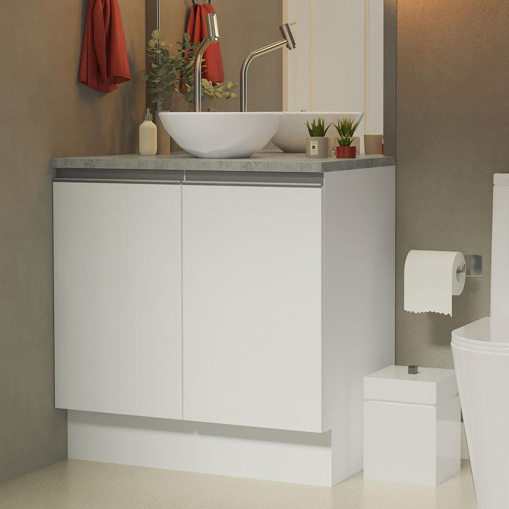 Armário Gabinete para Banheiro 80cm 2 Portas Branco Madesa Branco