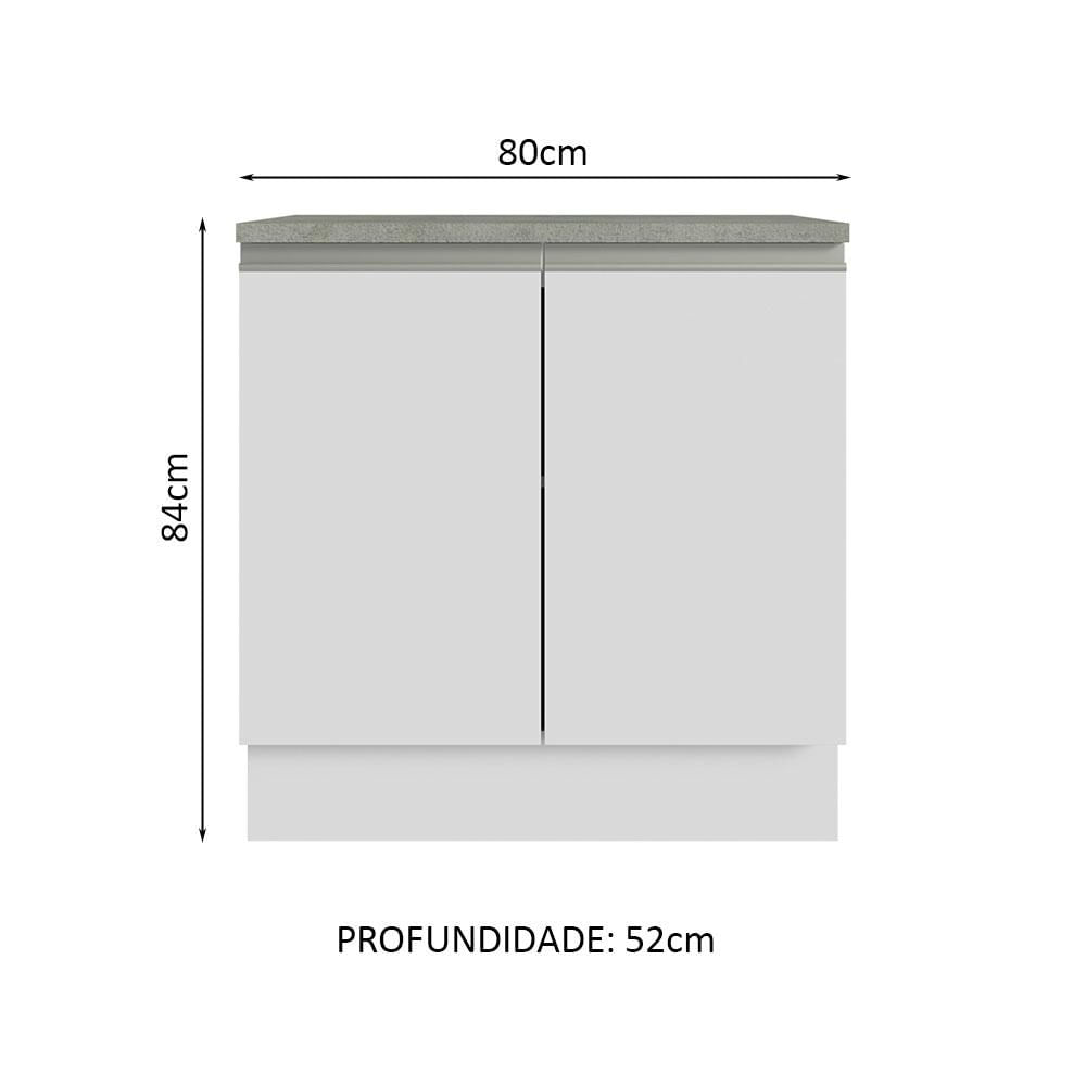 Armário Gabinete para Banheiro 80cm 2 Portas Branco Madesa Branco