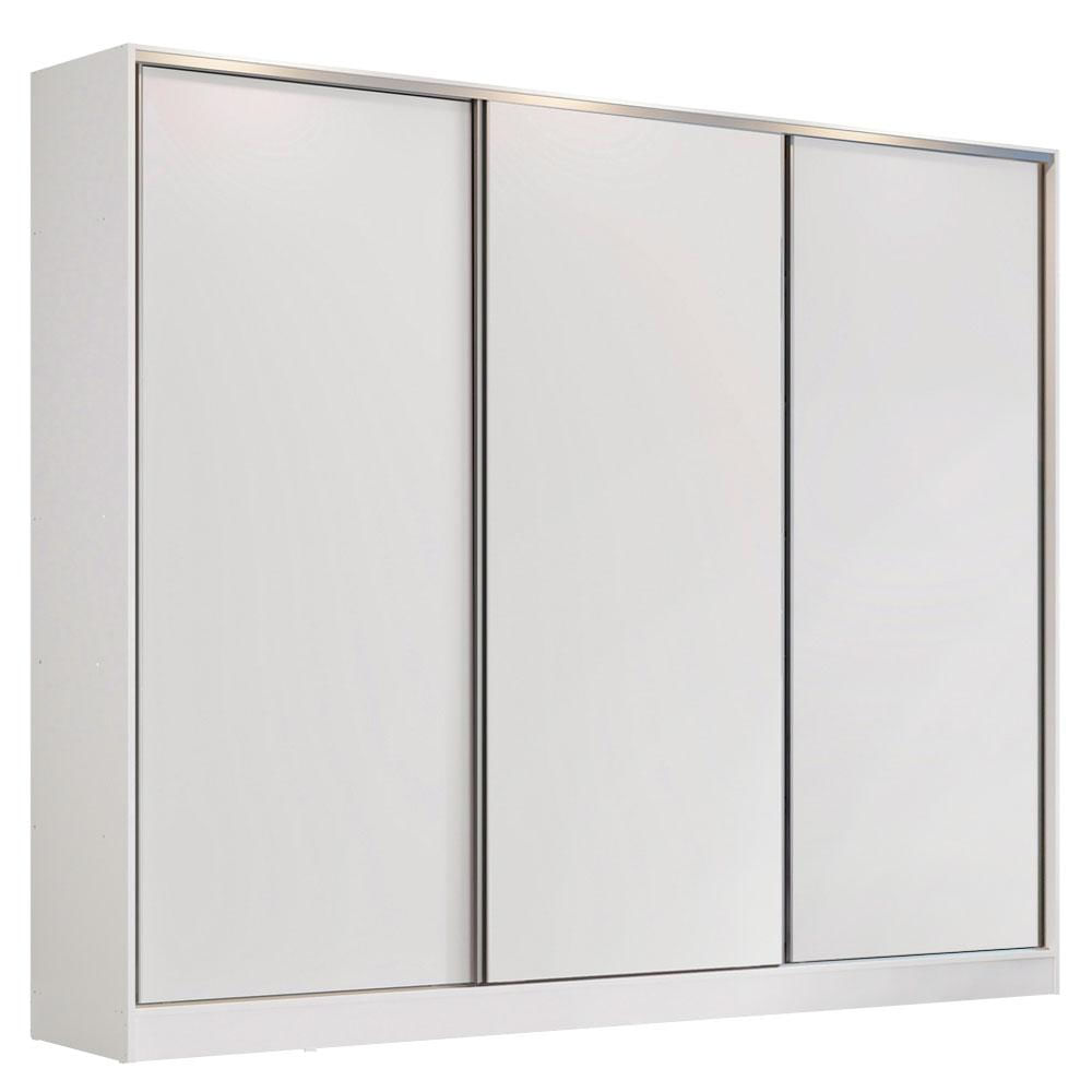 Guarda Roupa Casal 100% MDF Madesa Zurique 3 Portas de Correr - Branco Branco