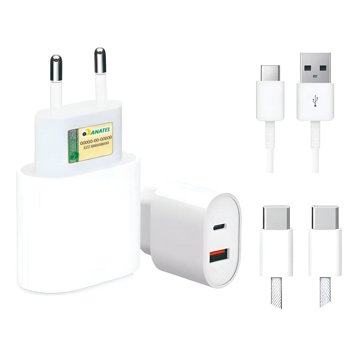 Carregador Branco 20W Turbo com Cabo Tipo C Incluso