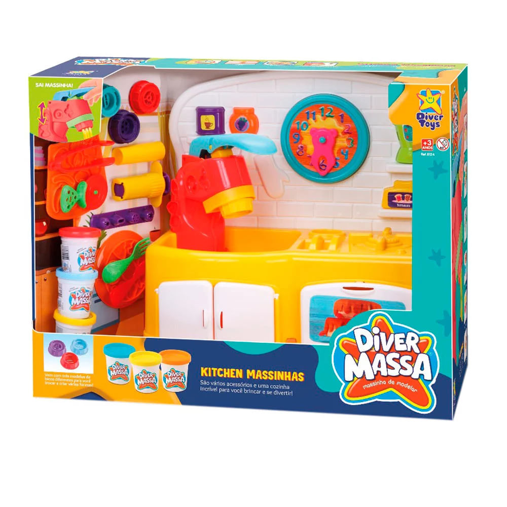 Massa de Modelar Divertoys Kitchen com Máquina de Massinha