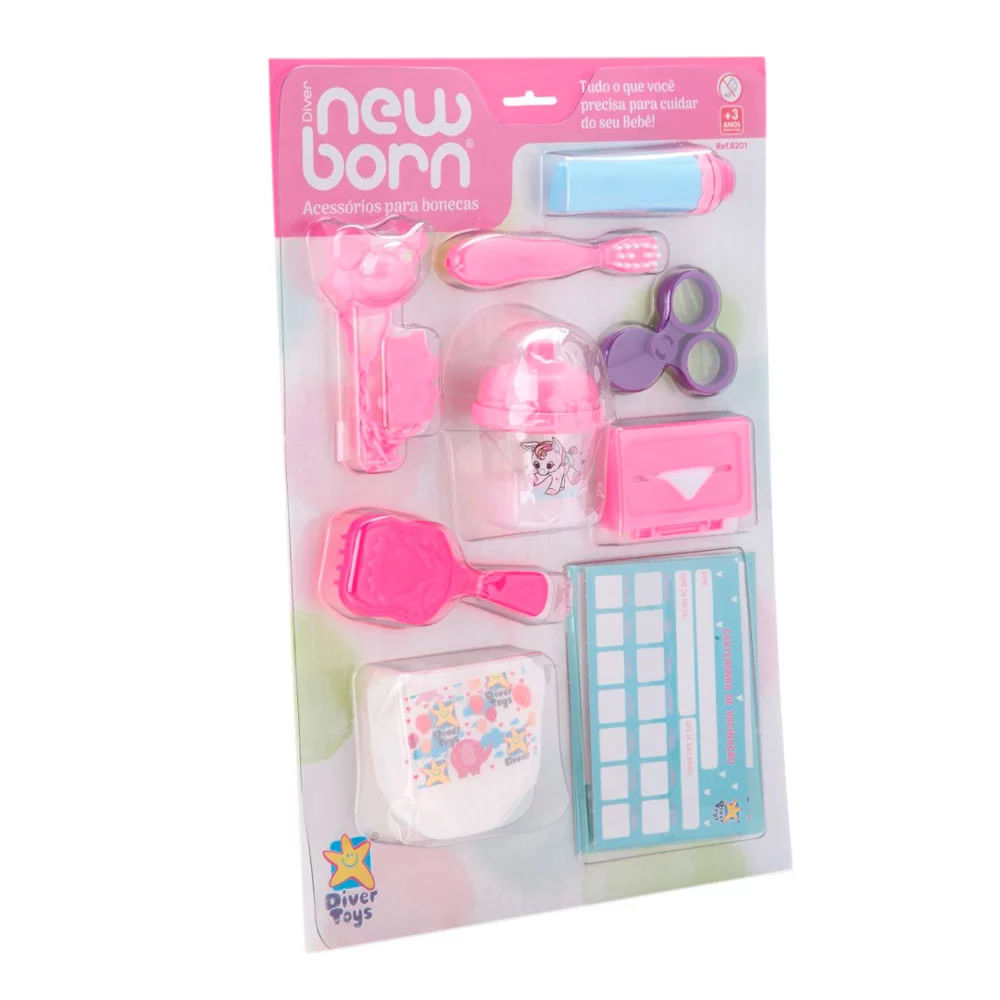 Kit de Acessórios de Boneca Divertoys New Born