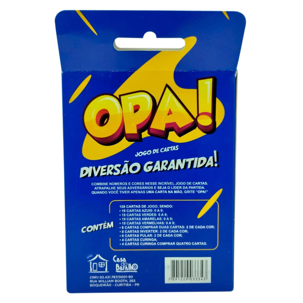 Jogo de Cartas Opa Casa do Baralho