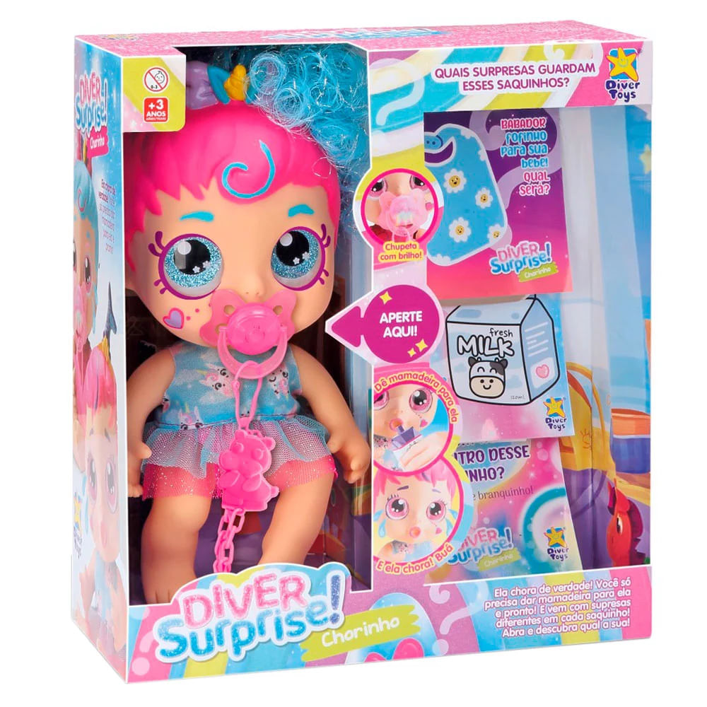 Boneca Divertoys Surprise Baby Mama e Chora