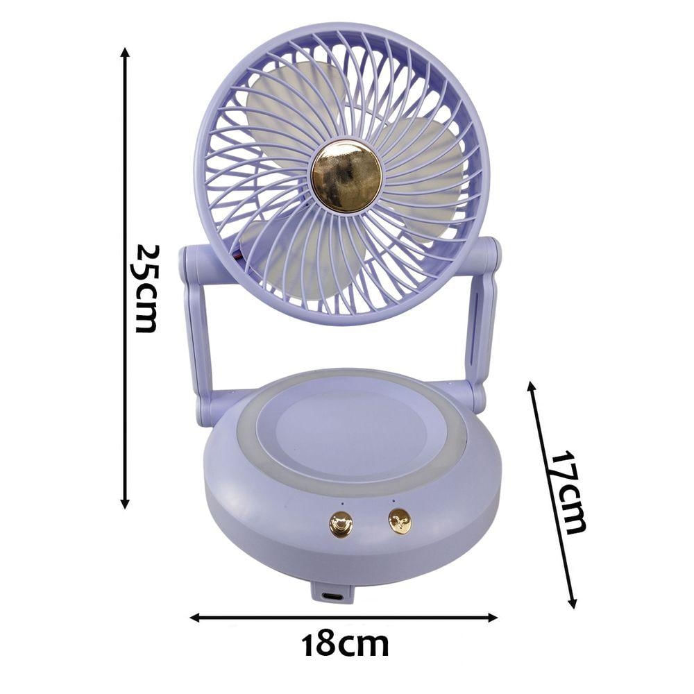 Encontraproduto.com.br - Ventilador Mesa Dobravel 3 Velocidades Usb Portatil Iluminaçao Led Verao Calor Sol Dias Quentes Escrivaninha Decoraçao