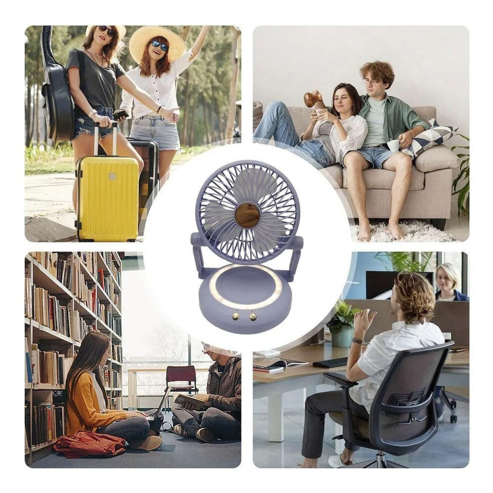 Encontraproduto.com.br - Ventilador Mesa Dobravel 3 Velocidades Usb Portatil Iluminaçao Led Verao Calor Sol Dias Quentes Escrivaninha Decoraçao