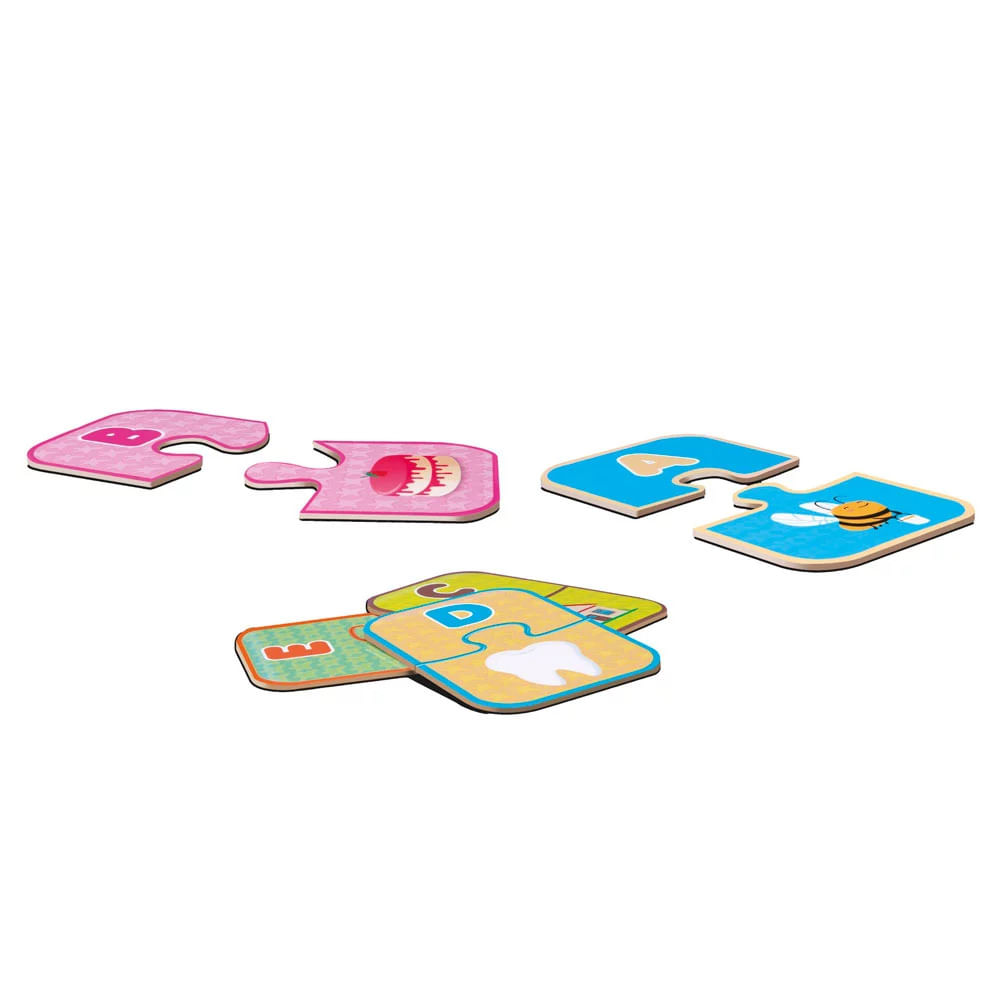 Jogo Infantil Educativo Divertoys ABC Alfabeto 52 Peças