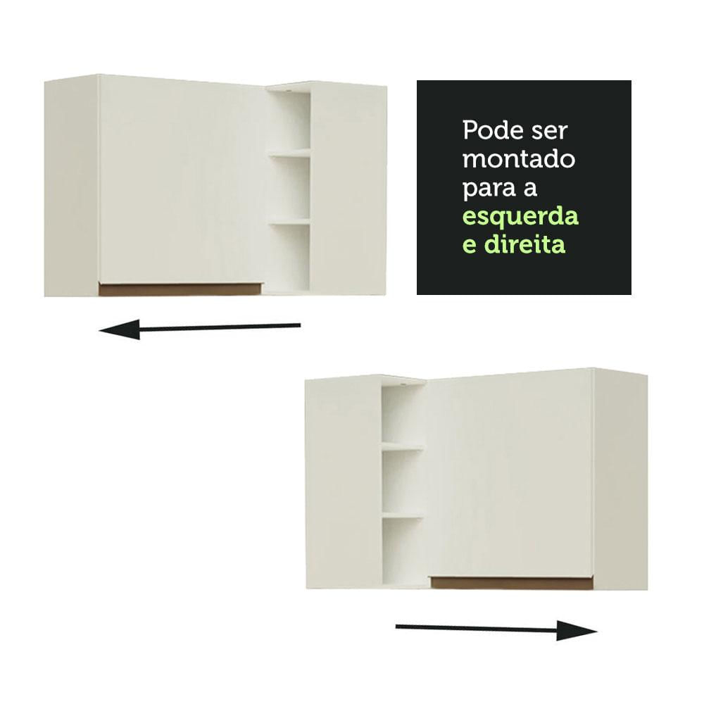 Armário Aéreo de Canto Madesa Reims 1 Porta e Adega - Branco Branco