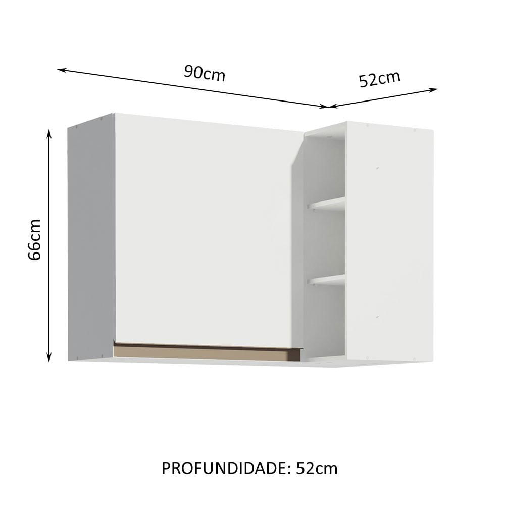 Armário Aéreo de Canto Madesa Reims 1 Porta e Adega - Branco Branco