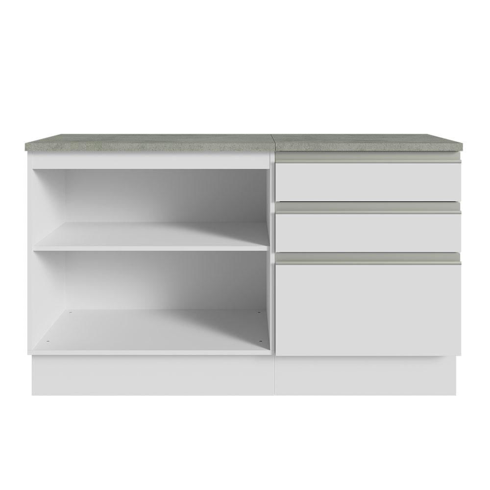 Armário Gabinete para Banheiro 140cm 2 Portas 3 Gavetas Branco Madesa Branco