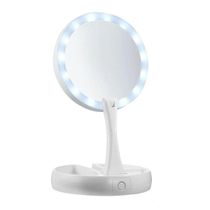 Espelho Dobrável Led Iluminador Mesa Maquiagem Portátil
