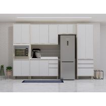 Cozinha Modulada Compacta 5 Peças Com Tampo Art Luciane Móve Pátina-cinza Cristal