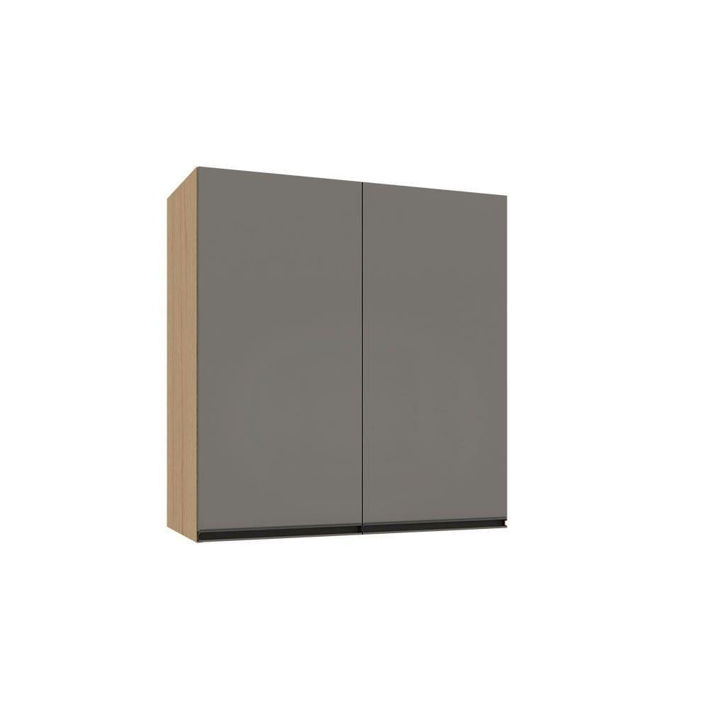 Armário Aéreo 80cm 2 Portas Essenza Luciane Móveis Andorra/cinza Puro
