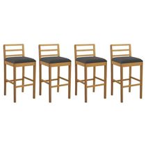 Banqueta Cozinha Sofia 1bmm006ca Premium Madeira Maciça Kit 4 Un Carvalho/boucle Grafite - Kappesberg