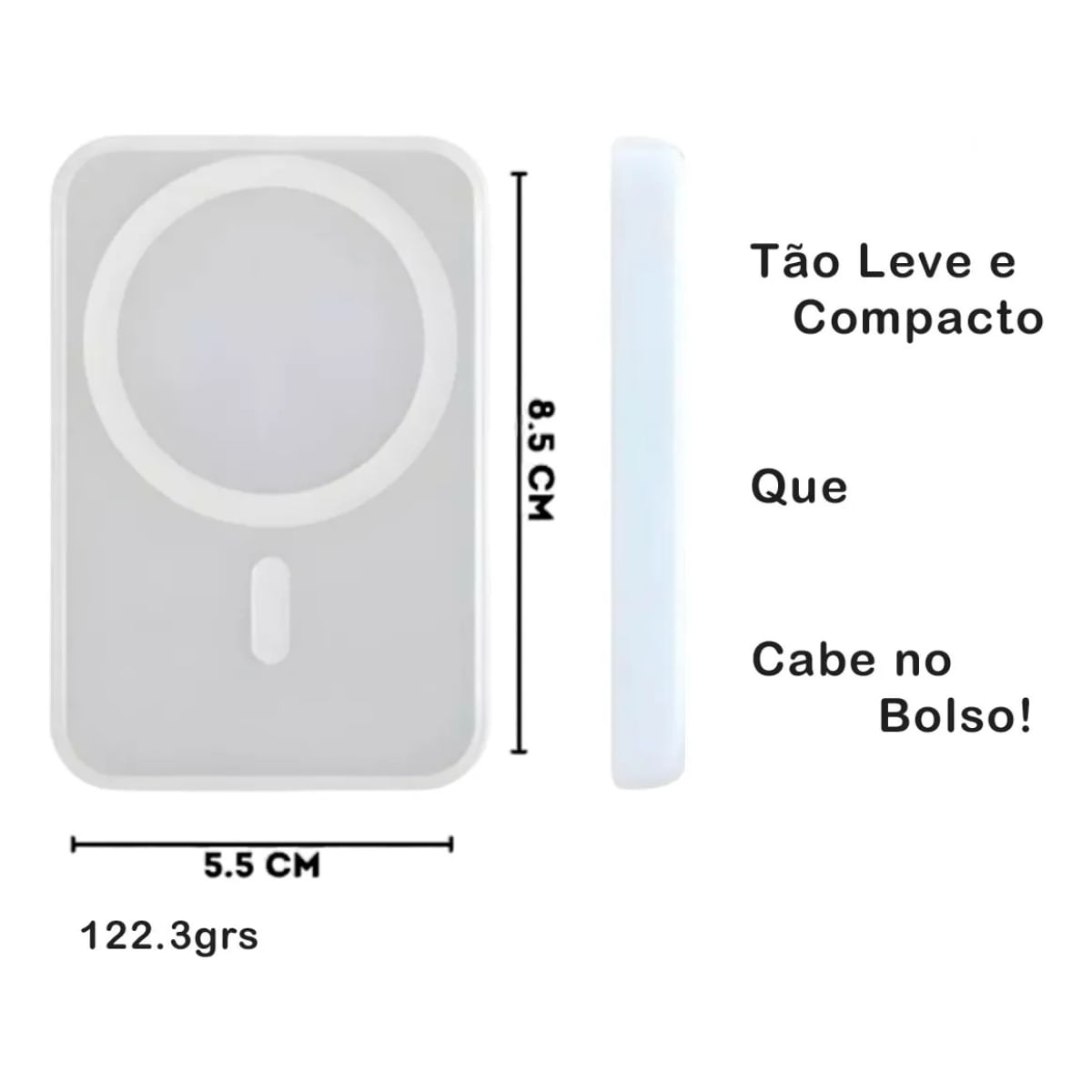 Carregador Portátil Sem Fio Magnético Ultra Compacto IOS