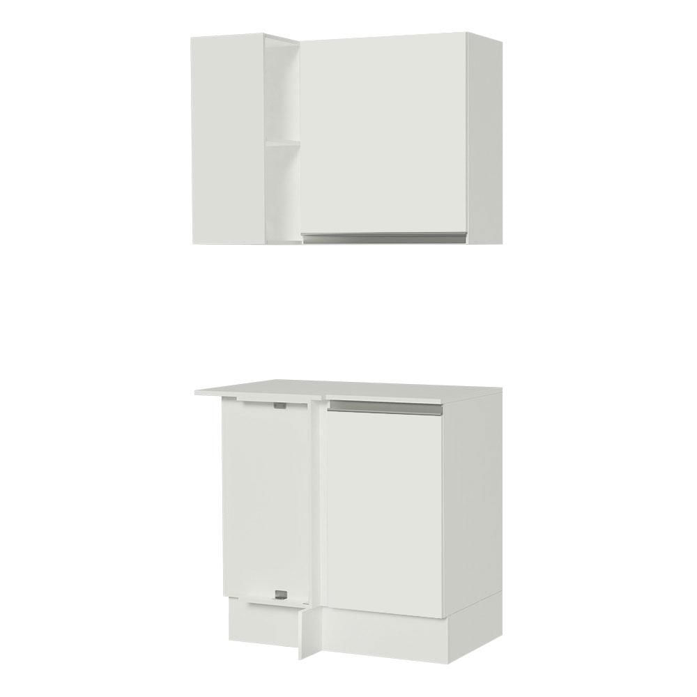 Kit Canto 100% MDF 2 Portas e Nicho Branco Smart Madesa