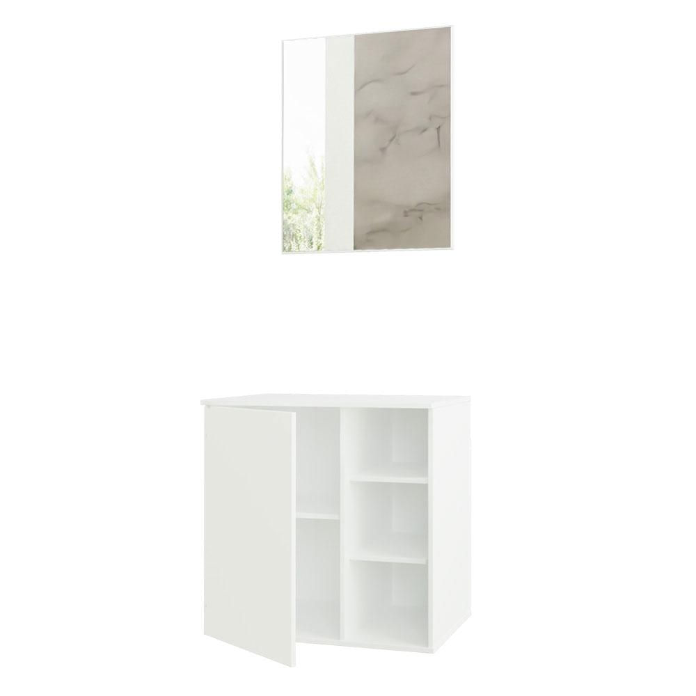 Armário Gabinete com Espelho para Banheiro 60cm Branco Madesa Branco