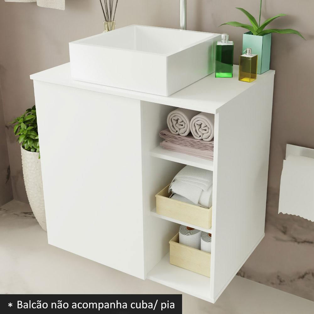 Armário Gabinete com Espelho para Banheiro 60cm Branco Madesa Branco